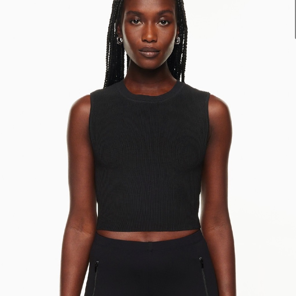 Babaton Black Ribbed Crop Top